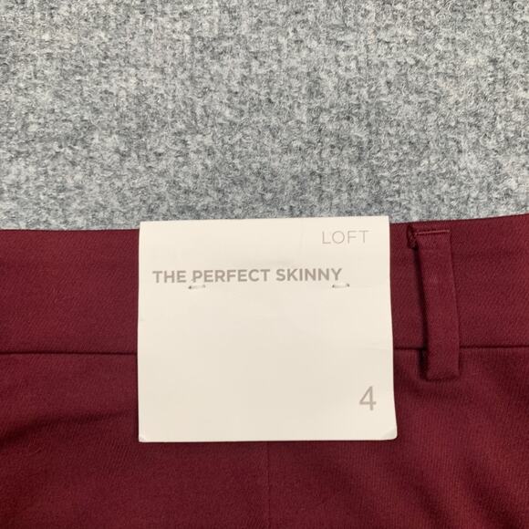 Loft Pants Womens Womens 4 Burgundy Sutton Skinny Stretch Slash Pockets Ankle - Picture 11 of 15